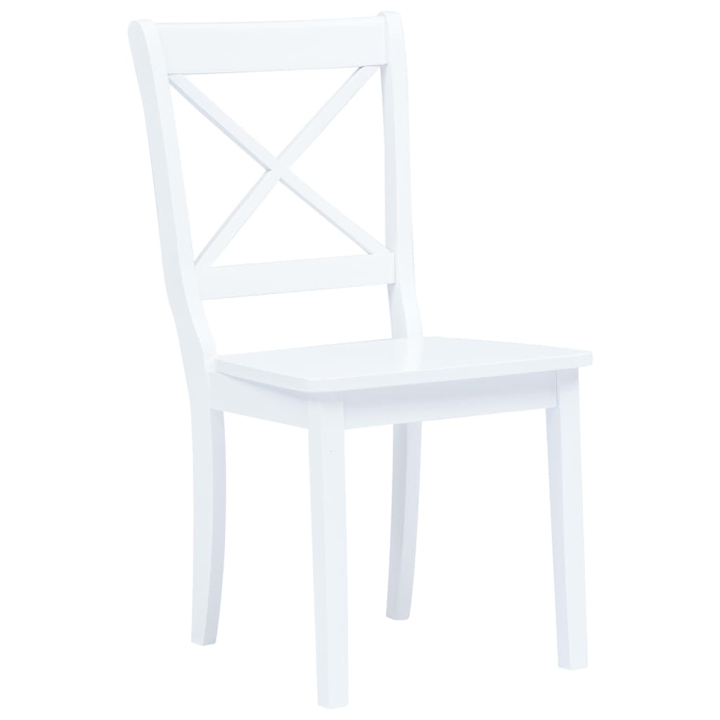 6 pcs Chaises de salle à manger Blanc Bois d'hévéa massif