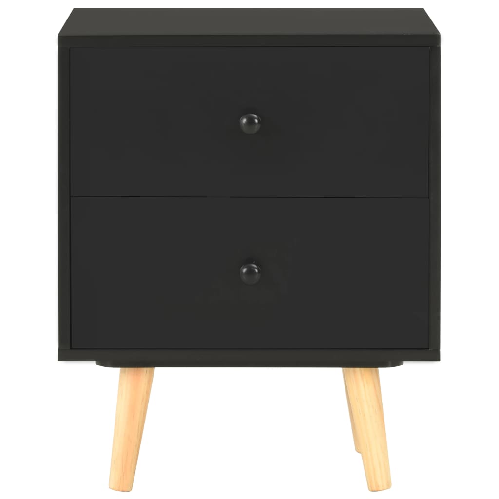 Tables de chevet 2 pcs Noir 40 x 30 x 50 cm Pin massif