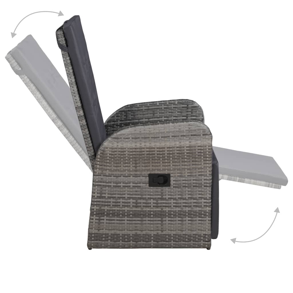 Mobilier de bistro 3 pcs avec coussins Résine tressée Gris
