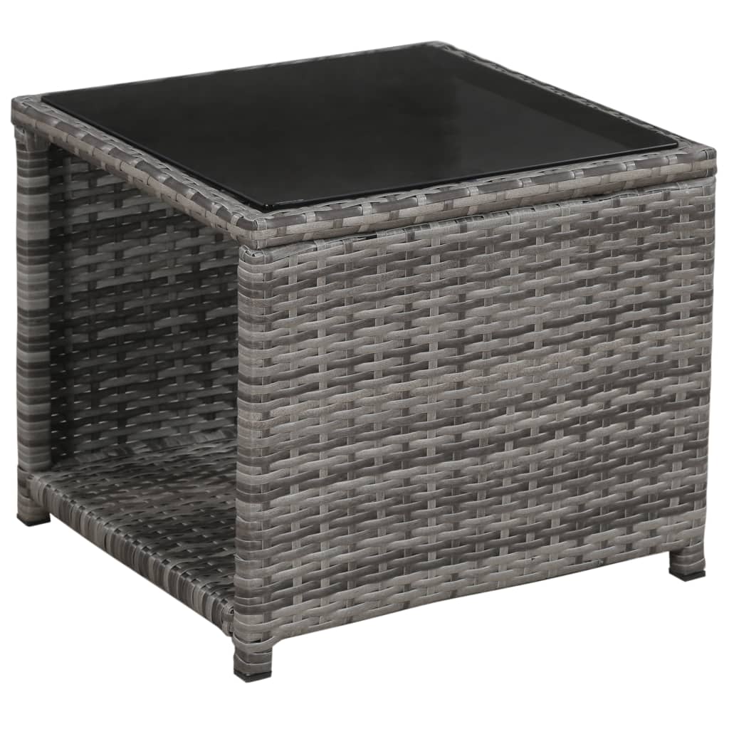 Mobilier de bistro 3 pcs avec coussins Résine tressée Gris