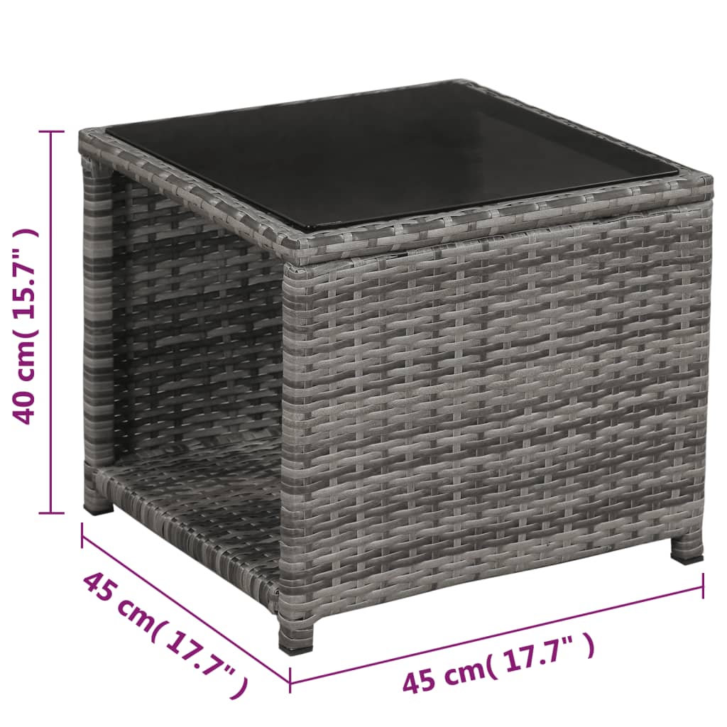Mobilier de bistro 3 pcs avec coussins Résine tressée Gris