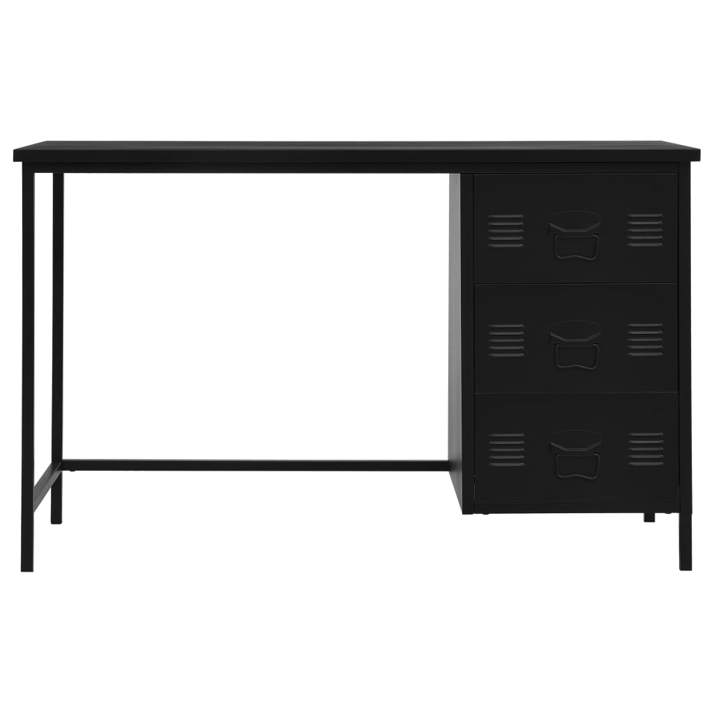 Bureau industriel avec tiroirs Noir 120x55x75 cm Acier