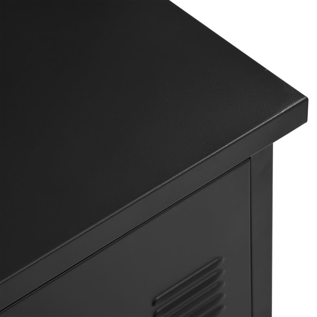 Bureau industriel avec tiroirs Noir 120x55x75 cm Acier