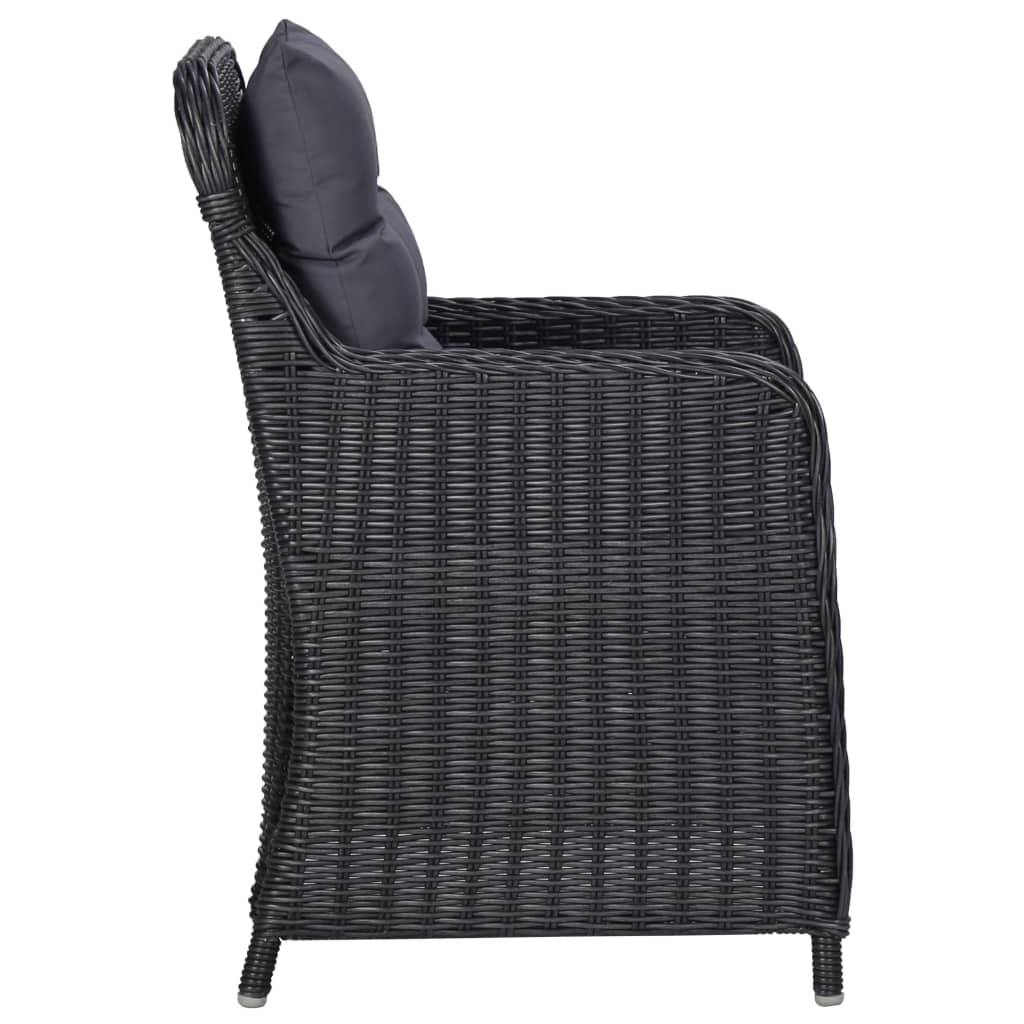 Chaises de jardin 2 pcs avec coussins Résine tressée Noir
