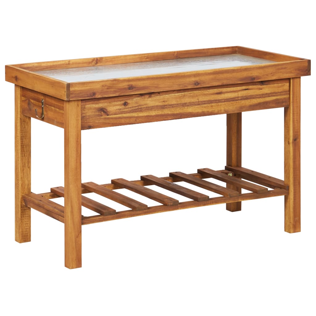 Table de jardin avec dessus en zinc Bois solide d'acacia