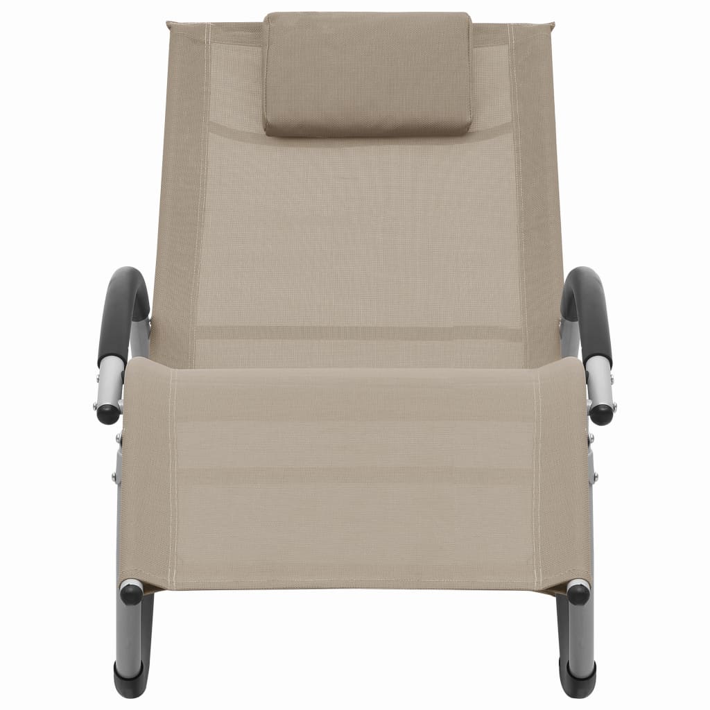 Chaise longue avec oreiller Taupe Textilène