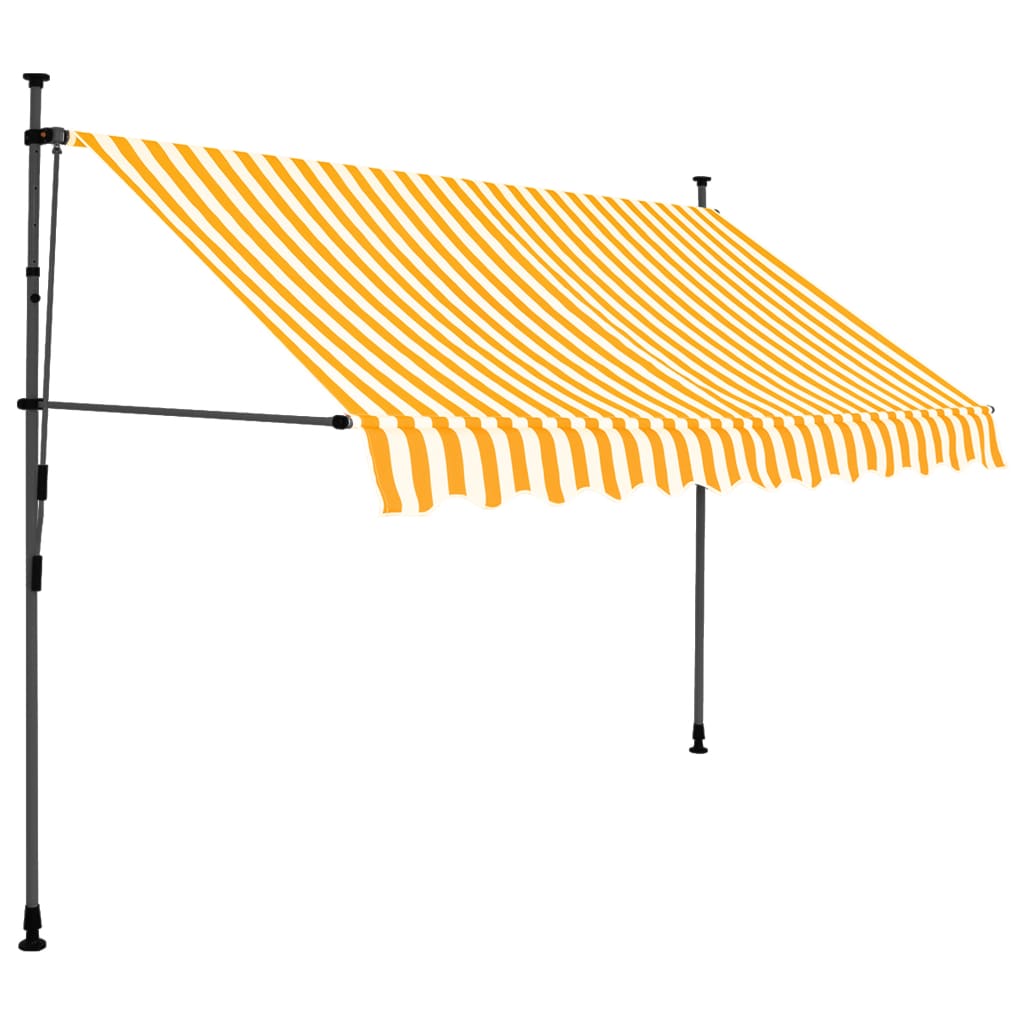 Auvent manuel rétractable avec LED 250 cm Blanc et orange