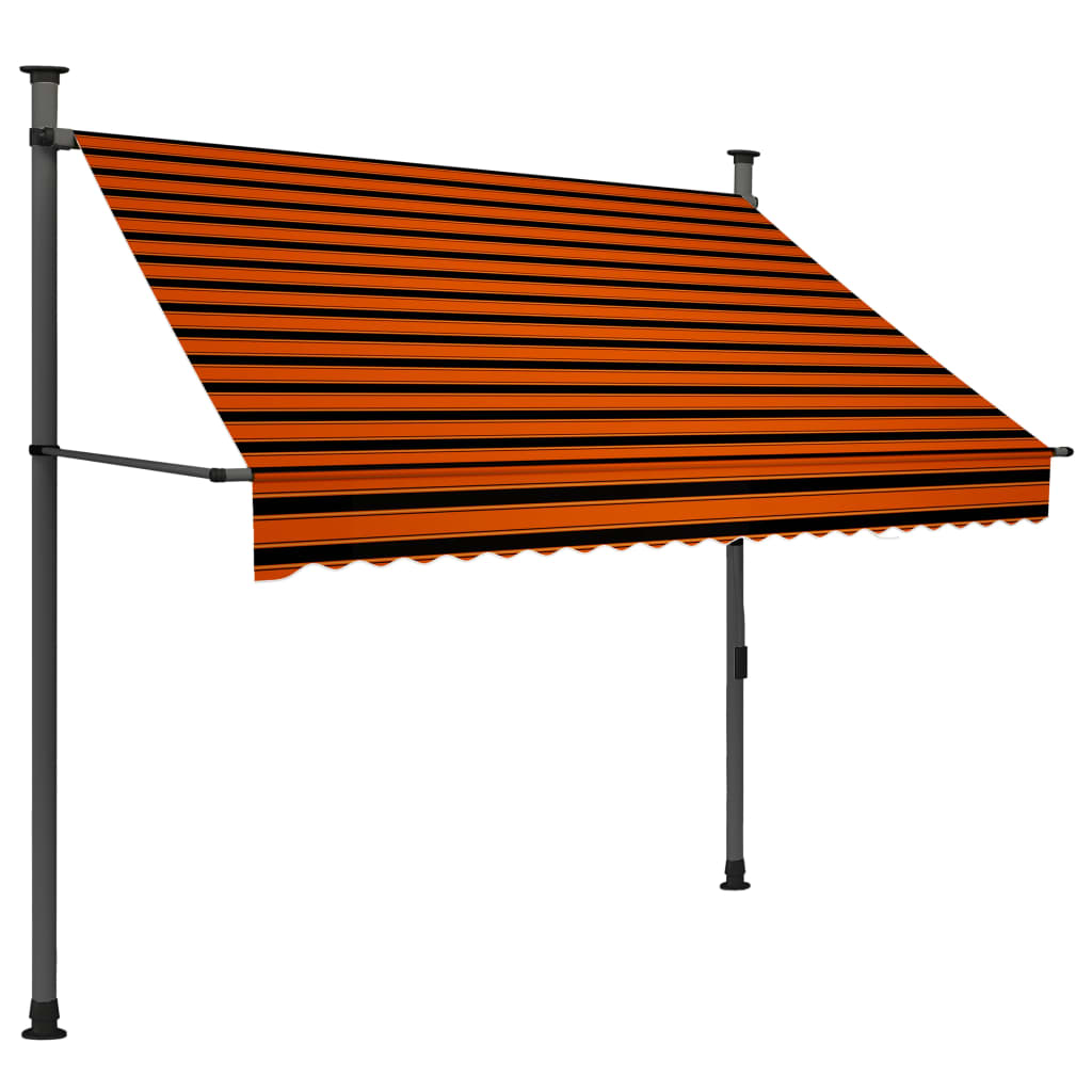 Auvent manuel rétractable avec LED 200 cm Orange et marron