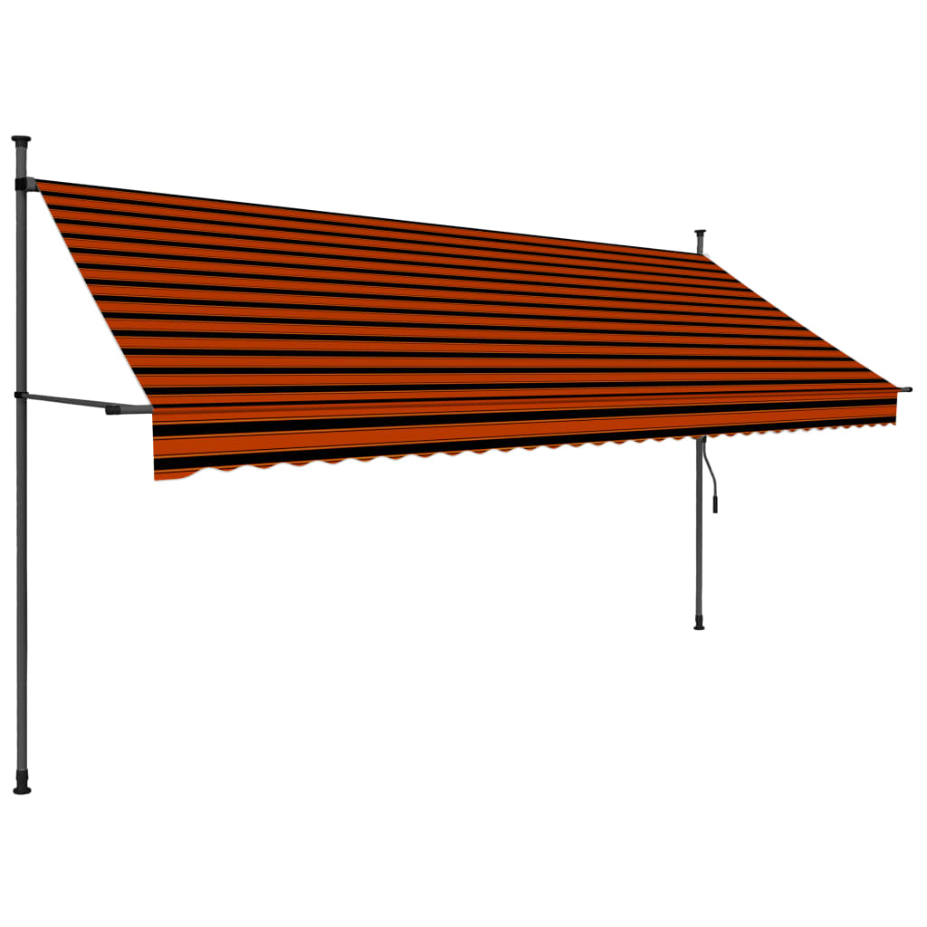 Auvent manuel rétractable avec LED 250 cm Orange et marron