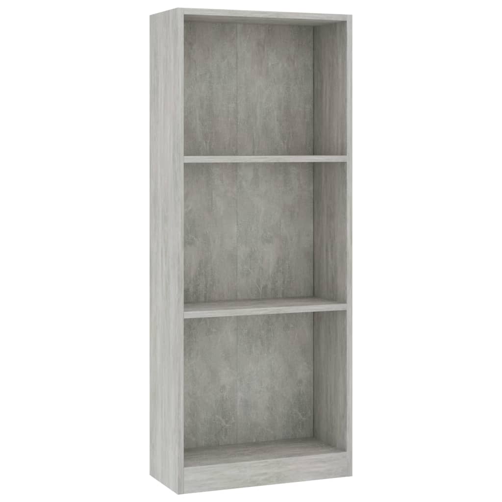 Bibliothèque à 3 niveaux Gris béton 40x24x108 cm Aggloméré