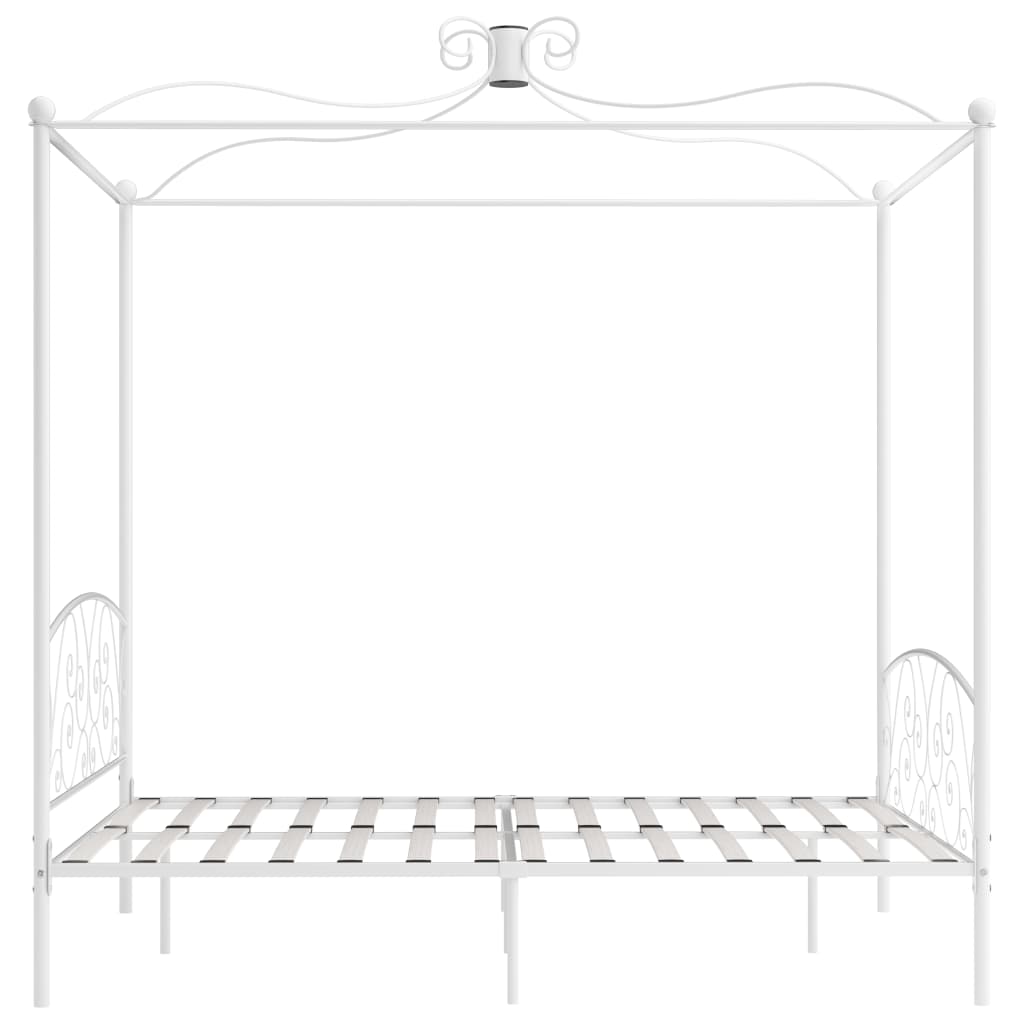 Cadre de lit à baldaquin Blanc Métal 180 x 200 cm