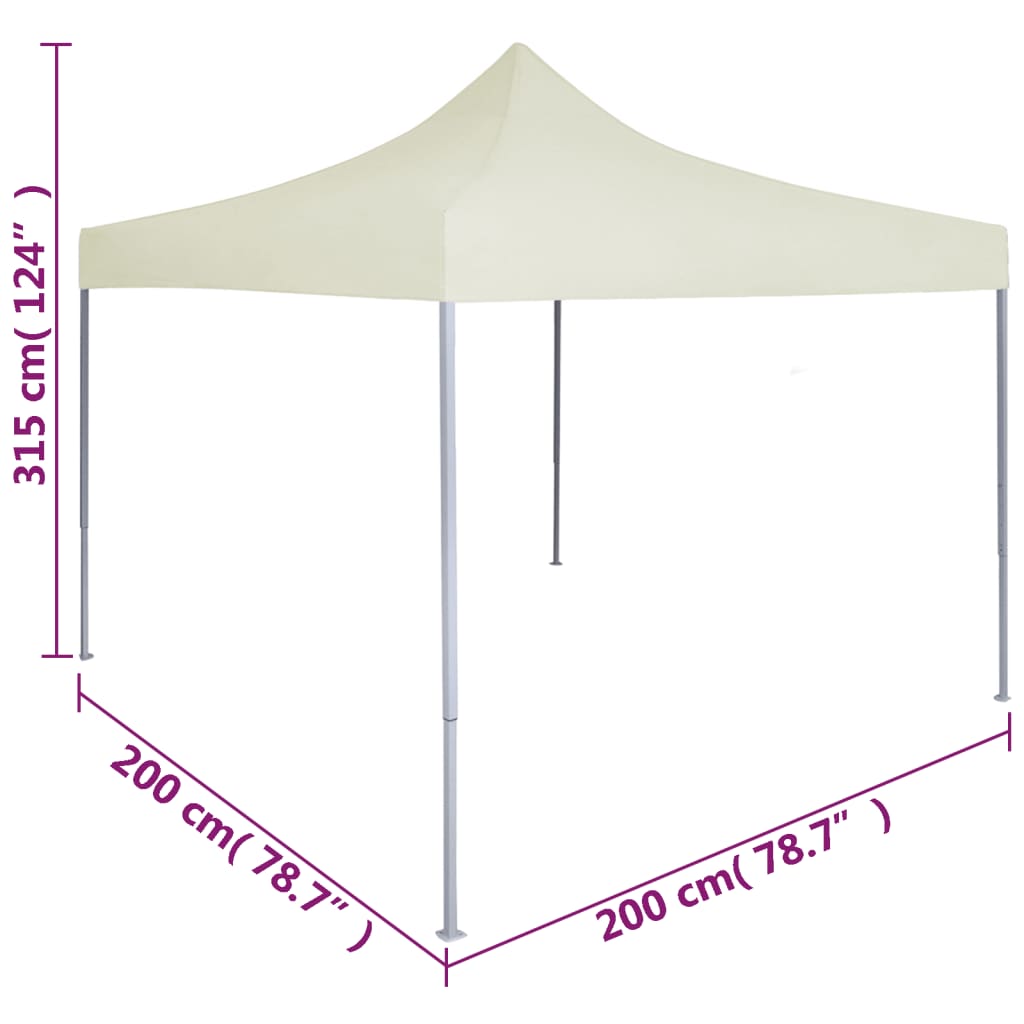 Tente de réception pliable professionnelle 2x2 m Acier Crème