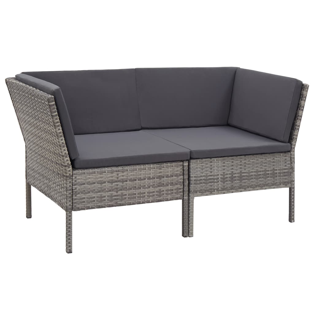 Salon de jardin 8 pcs avec coussins Résine tressée Gris
