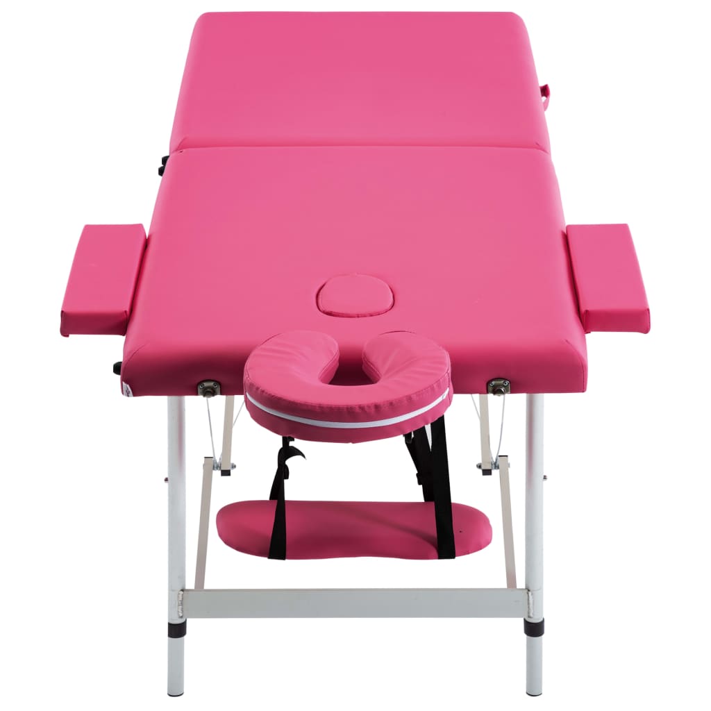 Table de massage pliable 2 zones Aluminium Rose