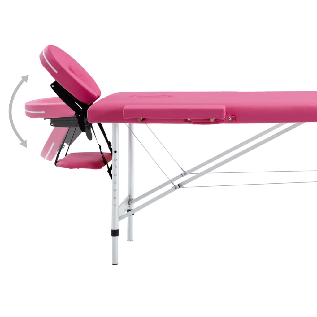 Table de massage pliable 2 zones Aluminium Rose