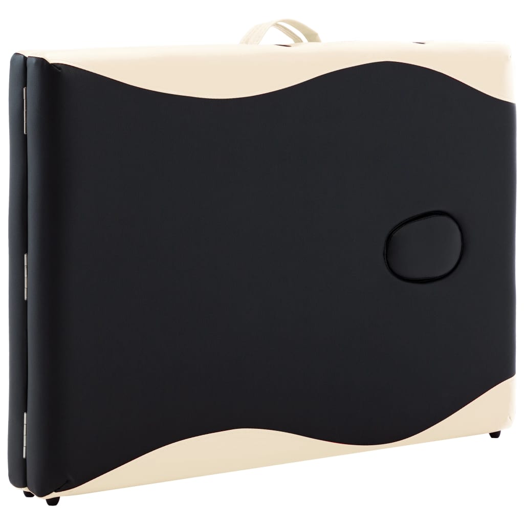 Table de massage pliable 2 zones Bois Noir et beige