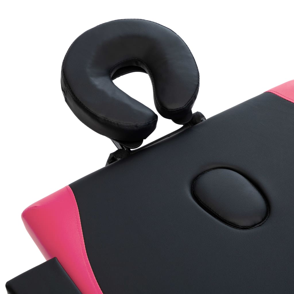 Table de massage pliable 2 zones Bois Noir et rose