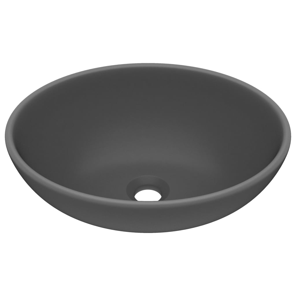 Lavabo ovale de luxe Gris foncé mat 40x33 cm Céramique