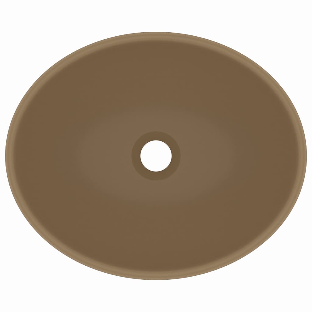 Lavabo ovale de luxe Crème mat 40x33 cm Céramique