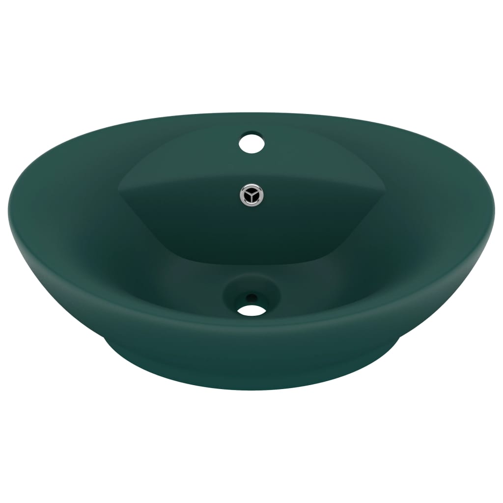 Lavabo ovale à trop-plein Vert foncé mat 58,5x39 cm Céramique