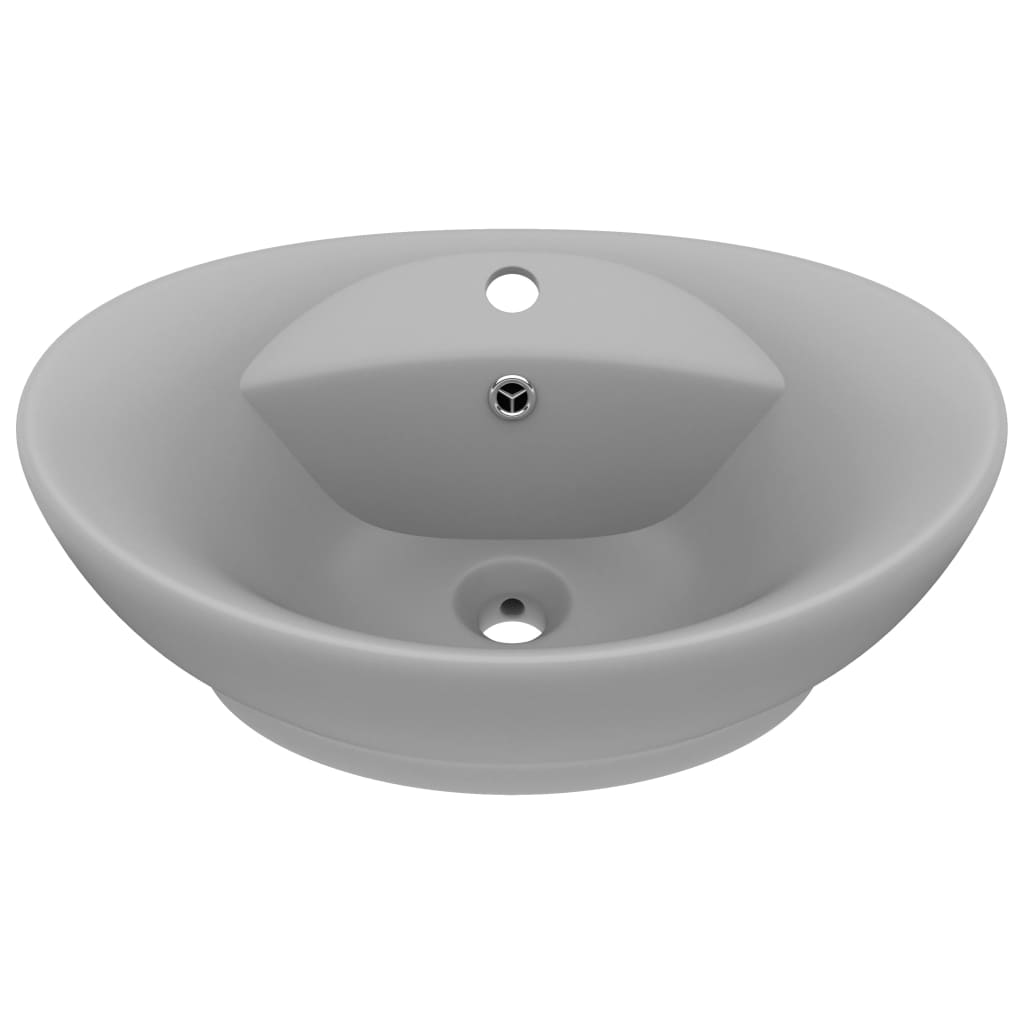 Lavabo ovale à trop-plein Gris clair mat 58,5x39 cm Céramique