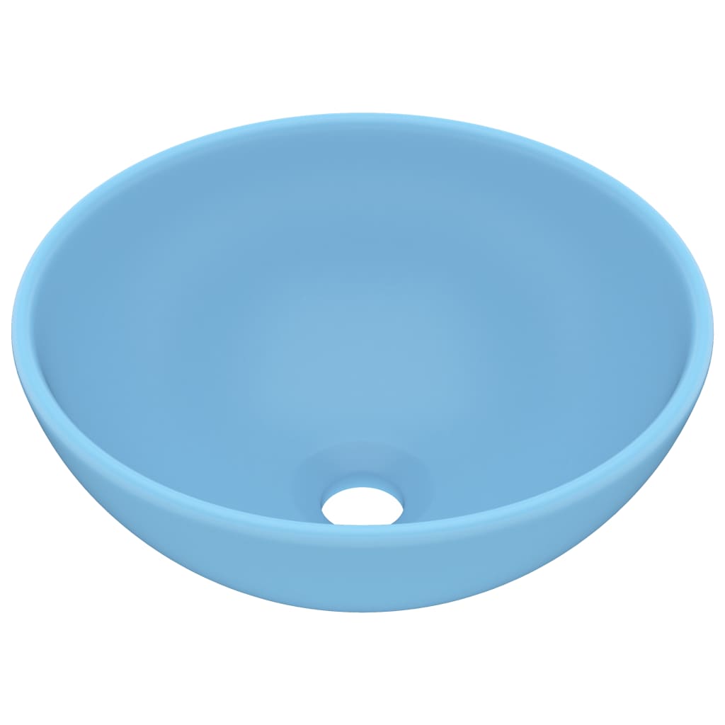 Lavabo rond de salle de bain Bleu clair mat 32,5x14cm Céramique