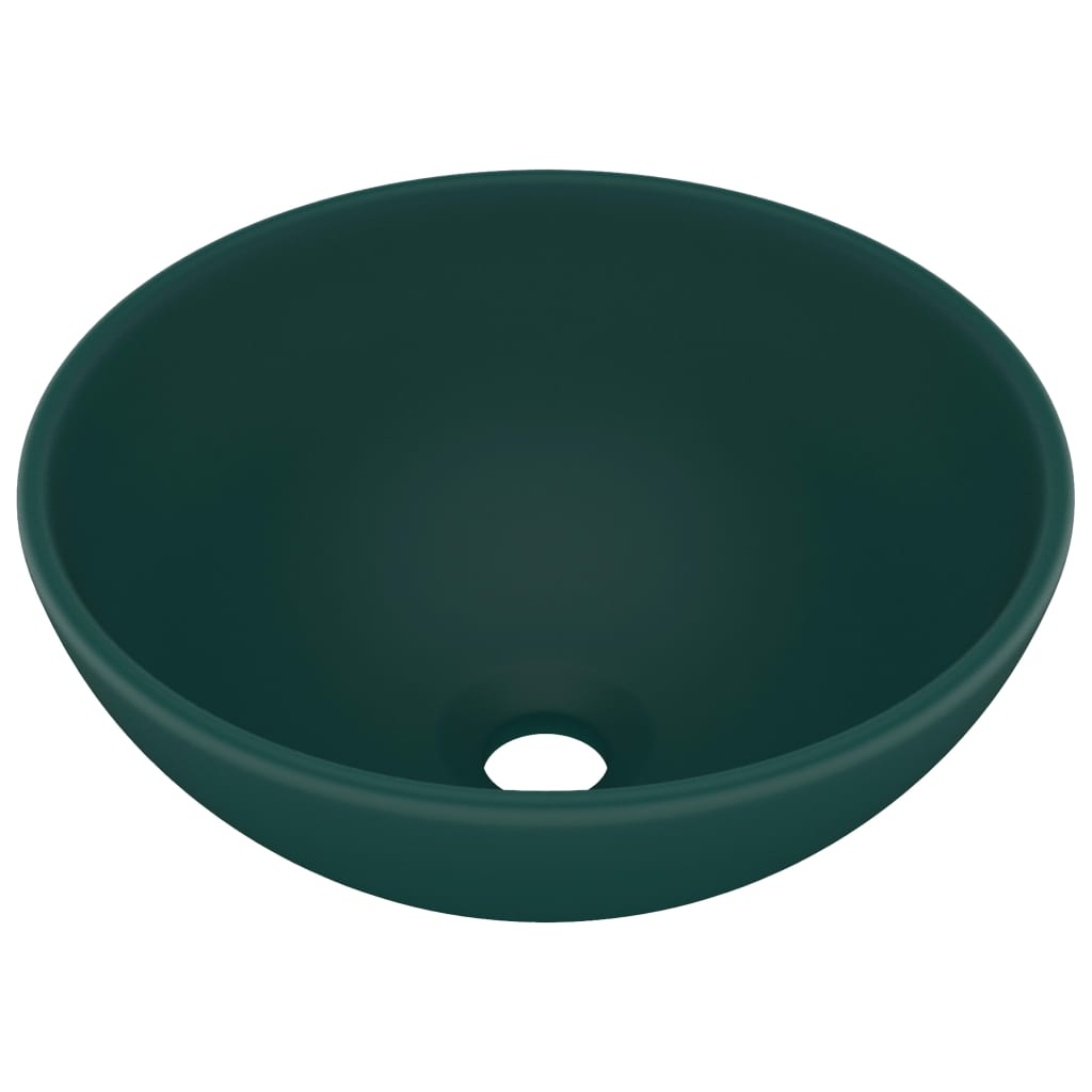 Lavabo rond de salle de bain Vert foncé mat 32,5x14cm Céramique