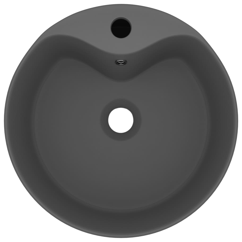 Lavabo de luxe avec trop-plein Gris foncé mat 36x13cm Céramique