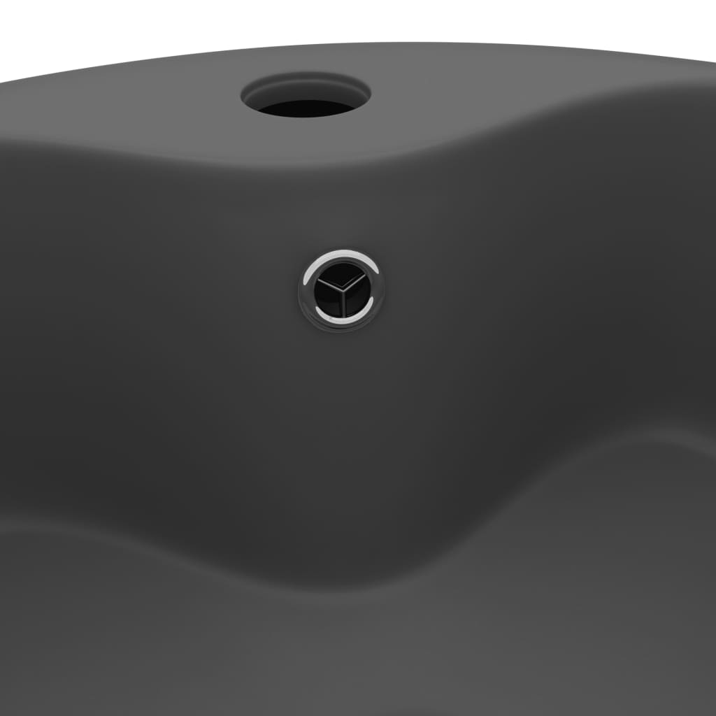 Lavabo de luxe avec trop-plein Gris foncé mat 36x13cm Céramique