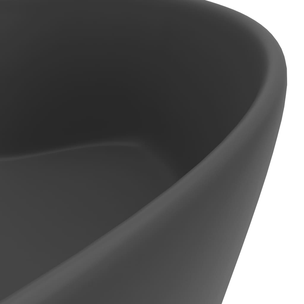 Lavabo de luxe avec trop-plein Gris foncé mat 36x13cm Céramique