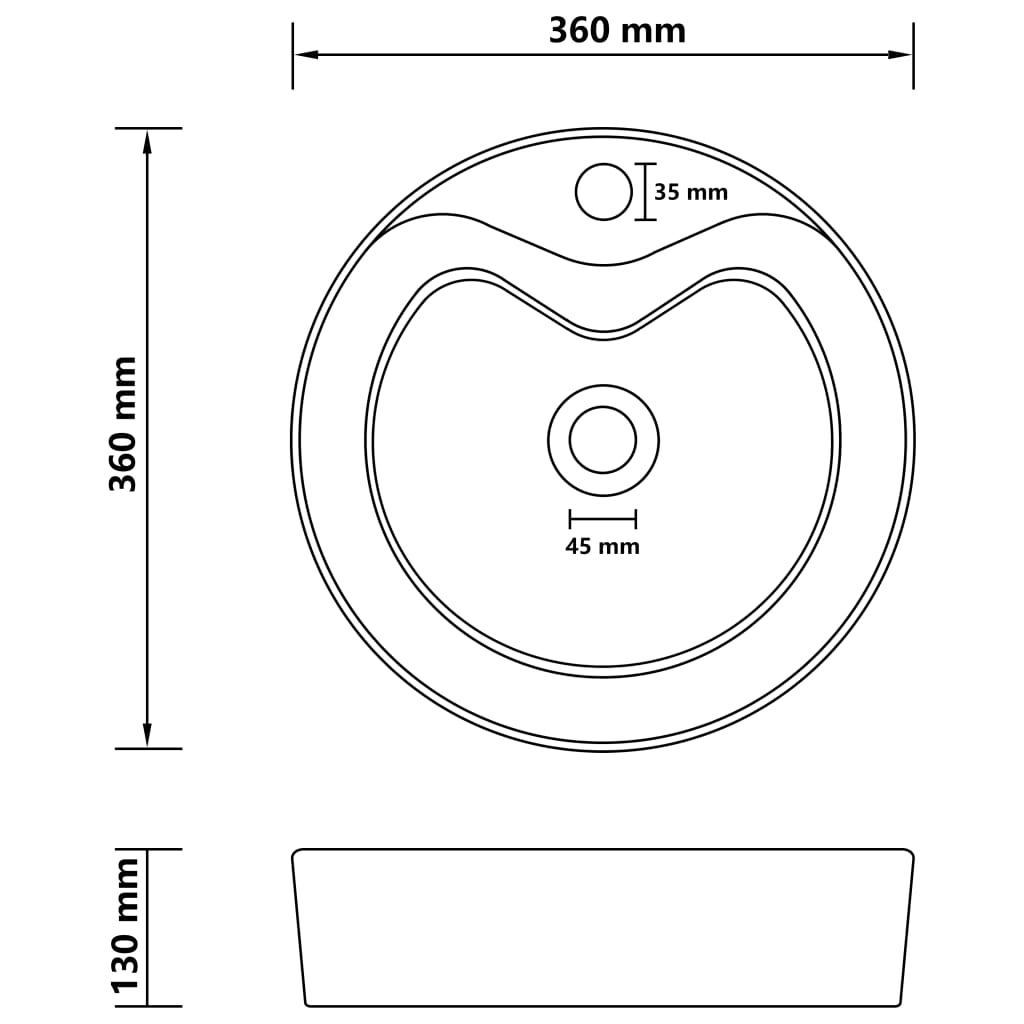 Lavabo de luxe avec trop-plein Gris foncé mat 36x13cm Céramique