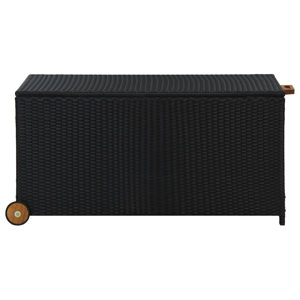 Boîte de rangement de jardin Noir 120x65x61 cm Résine tressée