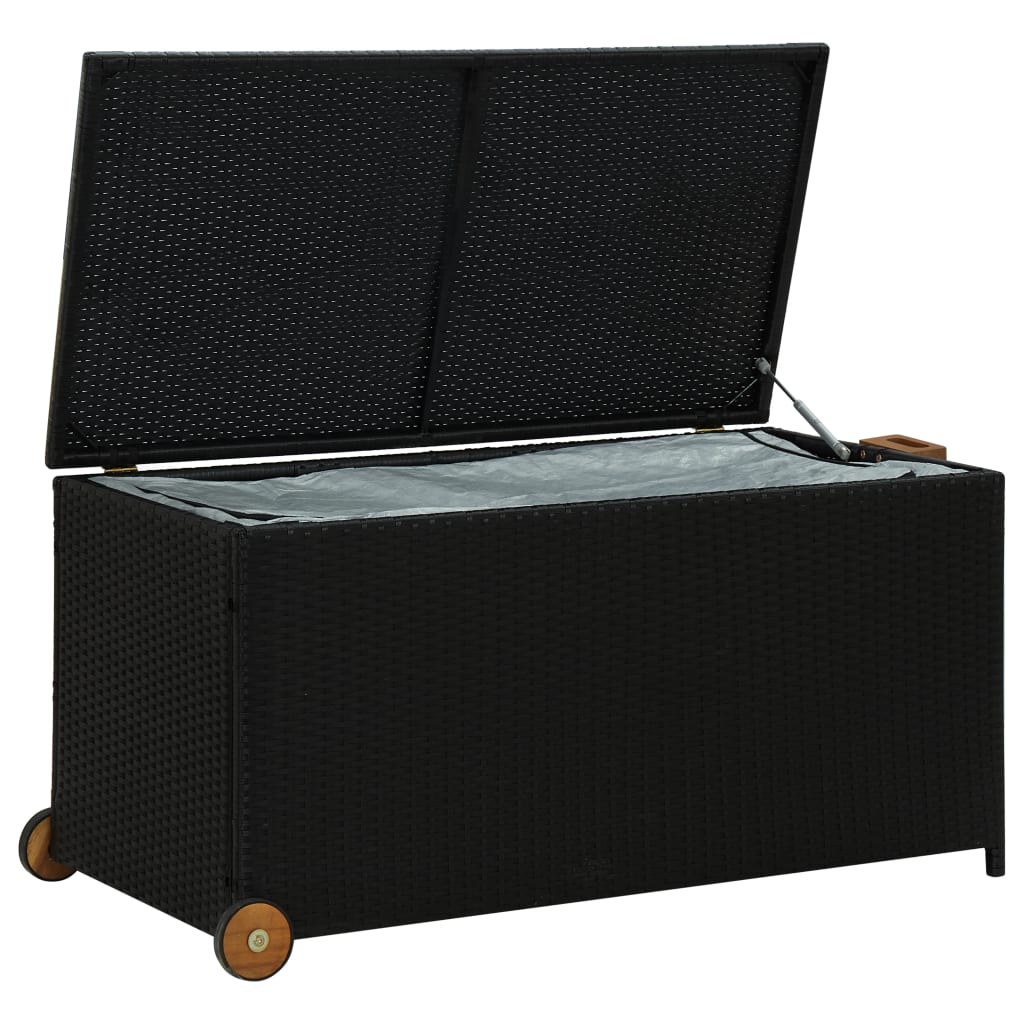 Boîte de rangement de jardin Noir 120x65x61 cm Résine tressée