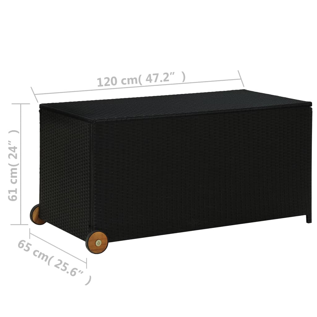 Boîte de rangement de jardin Noir 120x65x61 cm Résine tressée