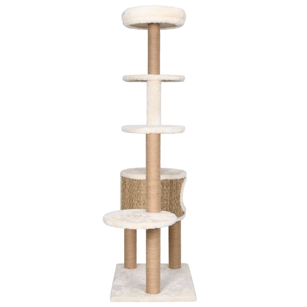 Arbre à chat coussin de luxe et grattoir 148 cm Herbiers marins