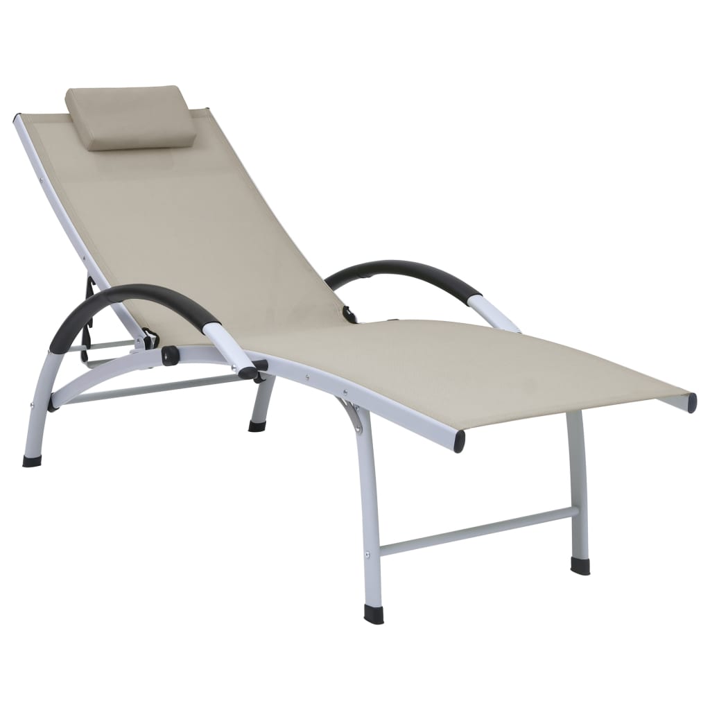 Chaise longue Aluminium textilène Crème