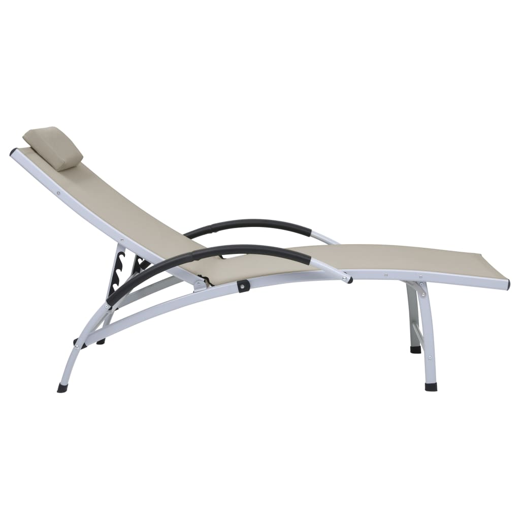 Chaise longue Aluminium textilène Crème
