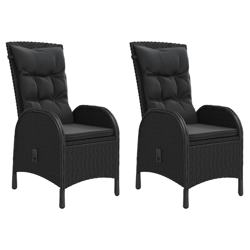 Chaises d'extérieur 2 pcs Résine tressée Noir