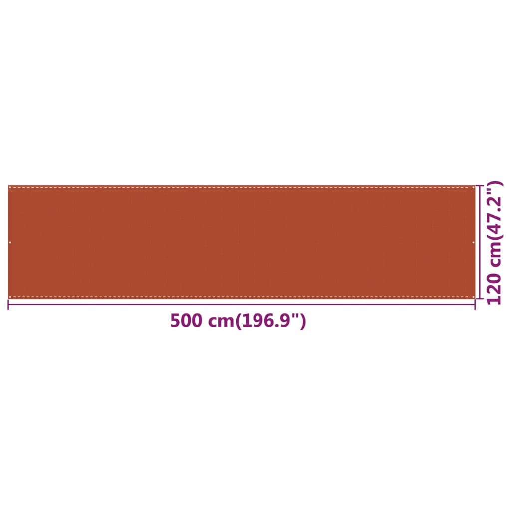 Écran de balcon Orange 120x500 cm PEHD