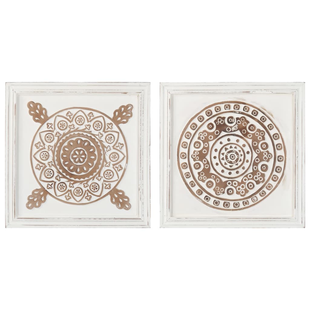 Panneaux muraux sculptés à la main 2 pcs MDF 40x40x1,5 cm