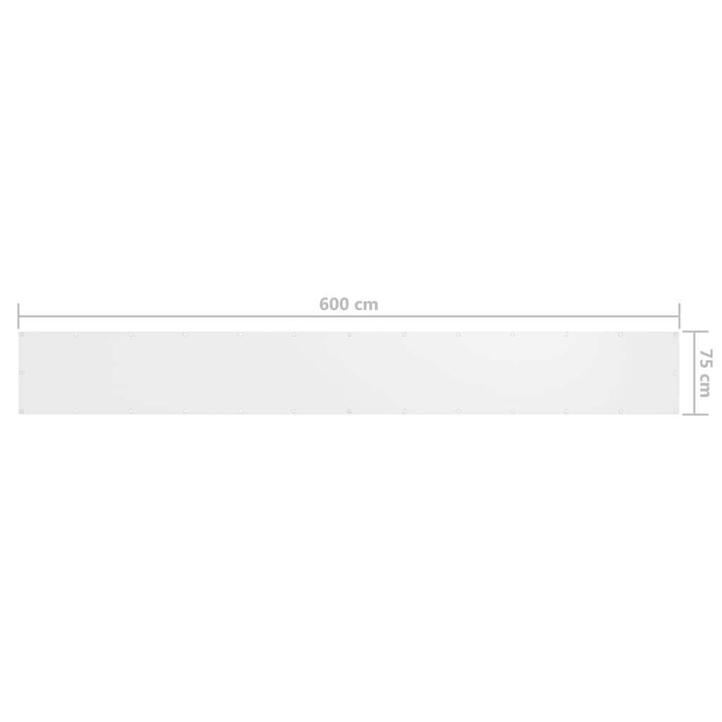 Écran de balcon Blanc 75x600 cm Tissu Oxford