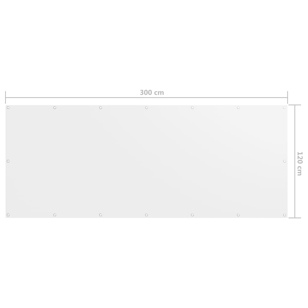 Écran de balcon Blanc 120x300 cm Tissu Oxford