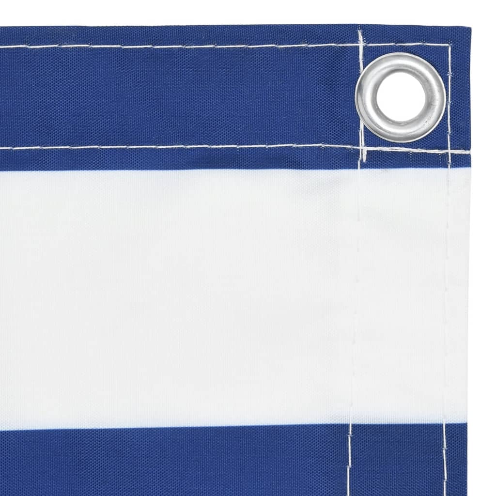 Écran de balcon Blanc et bleu 75x500 cm Tissu Oxford