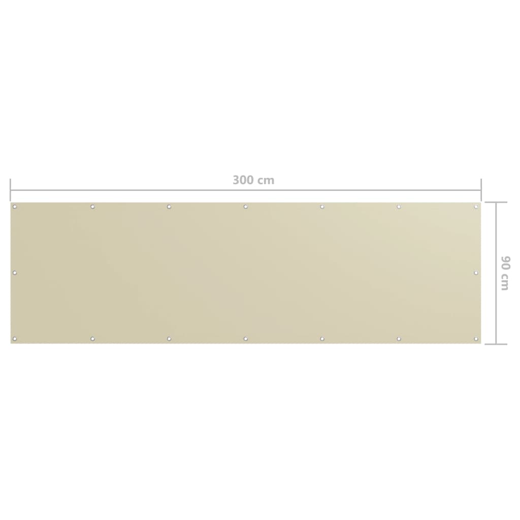 Écran de balcon Crème 90x300 cm Tissu Oxford