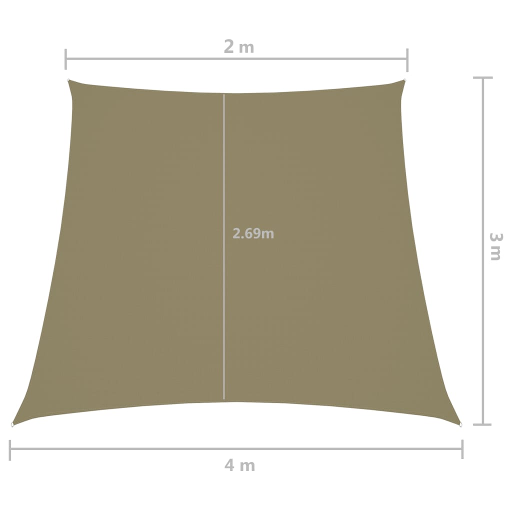 Voile de parasol Tissu Oxford trapèze 3/4x2 m Beige