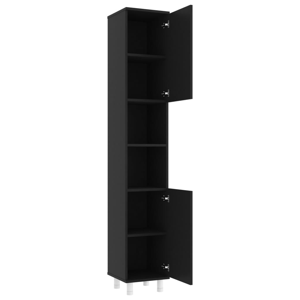 Armoire de salle de bain Noir 30x30x179 cm Aggloméré