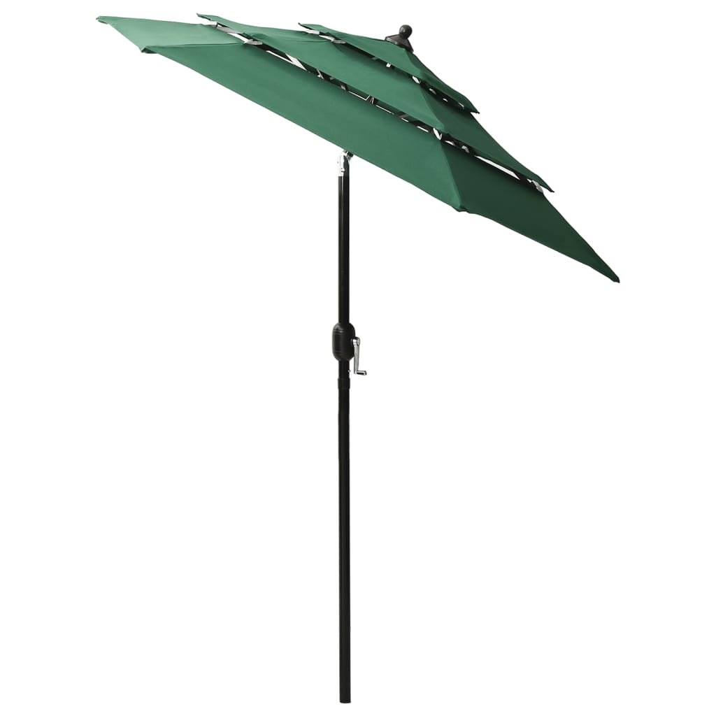 Parasol à 3 niveaux avec mât en aluminium Vert 2 m