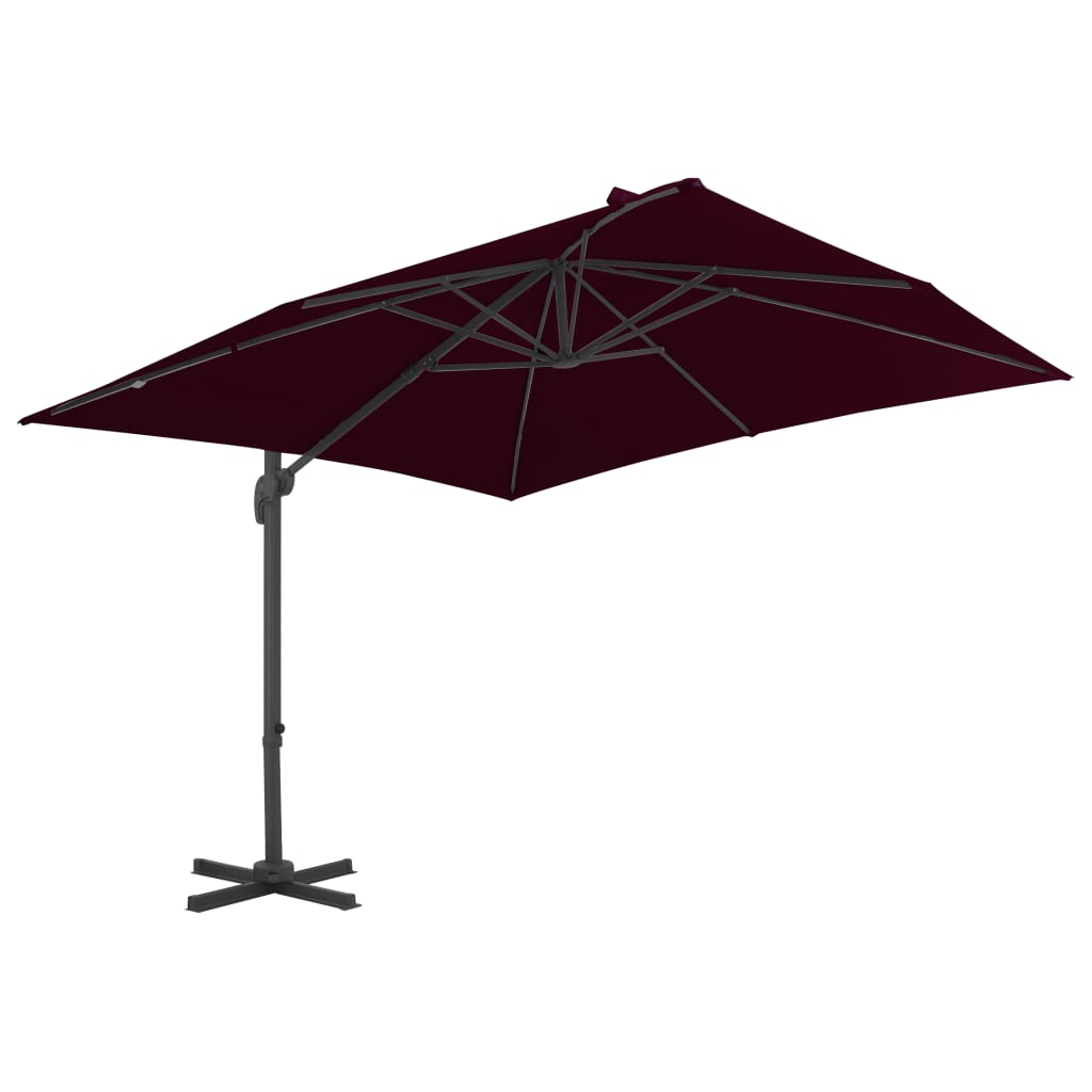 Parasol déporté avec mât en aluminium Rouge bordeaux 300x300 cm