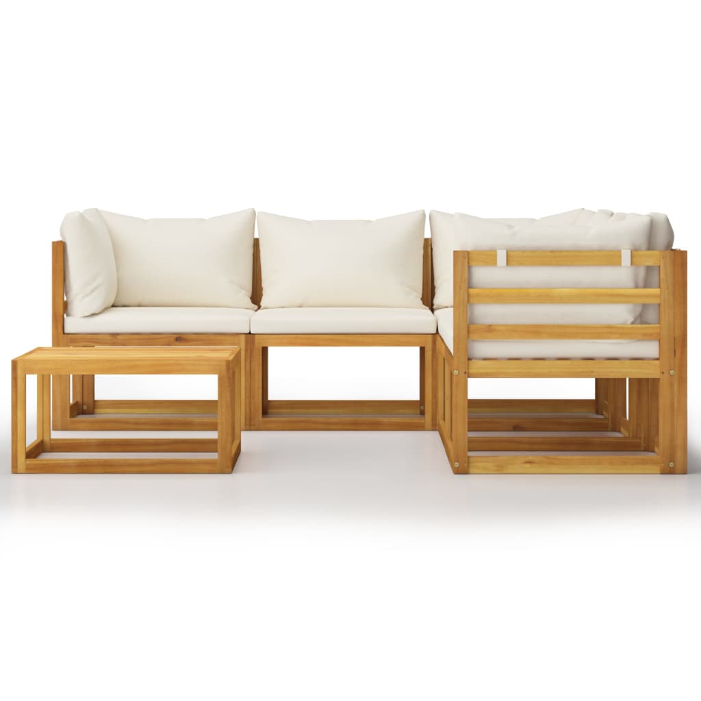 6 Piece Garden Lounge Set with Cushion Cream Solid Acacia Wood  (311853+311857+311859)
