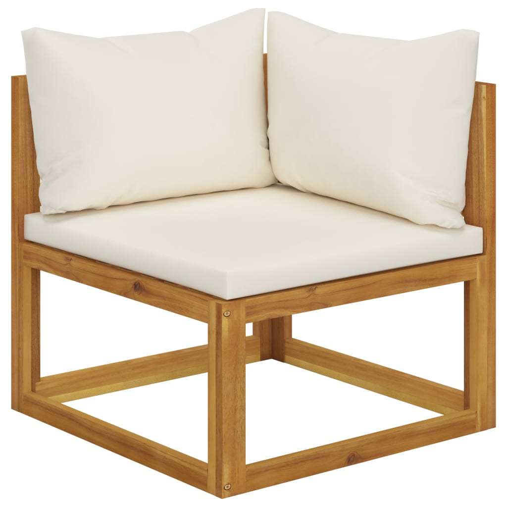 6 Piece Garden Lounge Set with Cushion Cream Solid Acacia Wood  (311853+311857+311859)